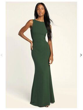Lulu's Love In Your Eyes Hunter Green Knotted Mermaid Maxi Dress